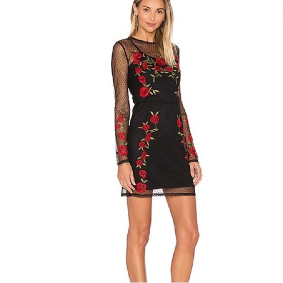 Lovers + Friends x Revolve Morella Black Lace Rose Dress - Picture 3 of 9